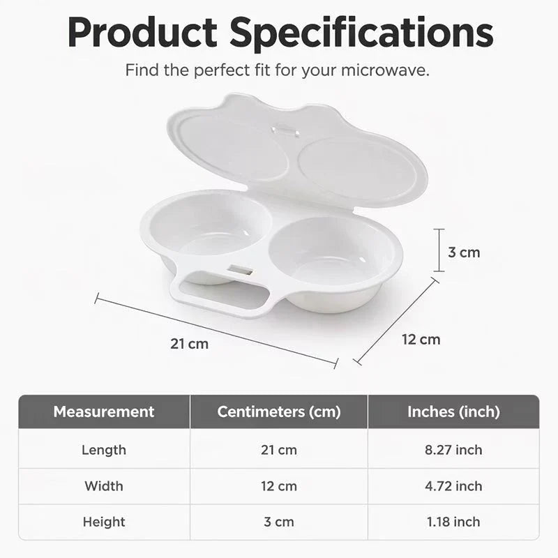 🍳Dual Cavity Microwave Egg Poacher – Quick Oil-Free Cooking, Food-Grade PP & Versatile Kitchen Essential