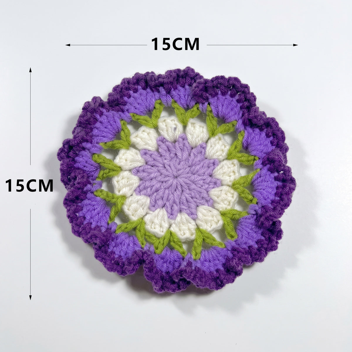Handcrafted Knitted Purple Carnation Coaster