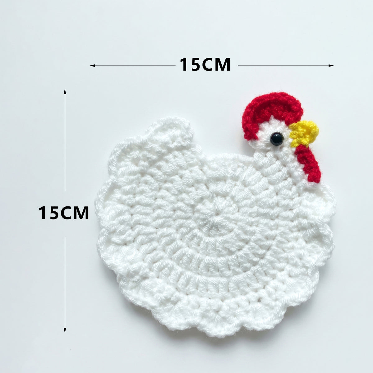 Artisan Knitted White Rooster Coaster – Perfect for Farmhouse Kitchen Decor
