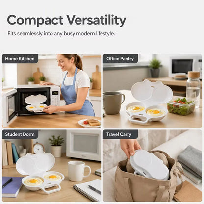 🍳Dual Cavity Microwave Egg Poacher – Quick Oil-Free Cooking, Food-Grade PP & Versatile Kitchen Essential