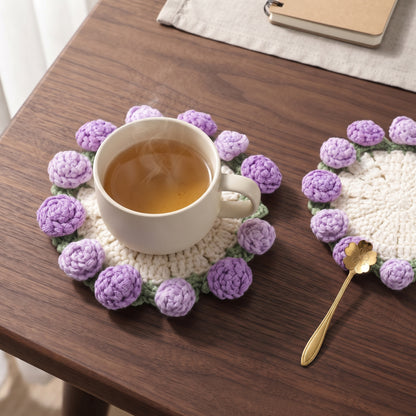 Handcrafted Knitted Rose Coasters