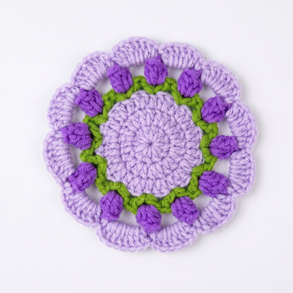 Handcrafted Knitted Purple Tulip Coaster