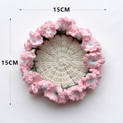 Handcrafted Knitted Carnation Floral Coaster