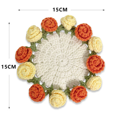 Handcrafted Knitted Rose Coasters