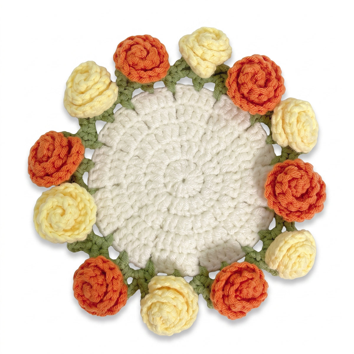 Handcrafted Knitted Rose Coasters