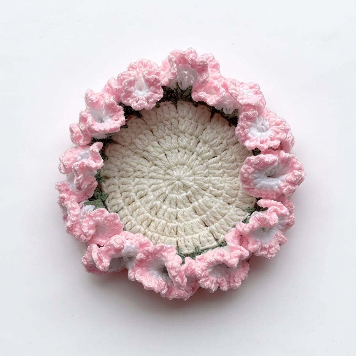 Handcrafted Knitted Carnation Floral Coaster