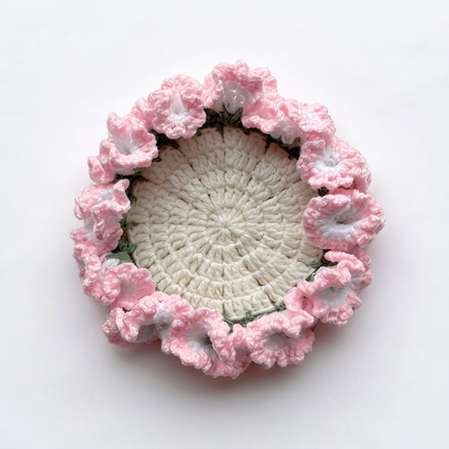 Handcrafted Knitted Carnation Floral Coaster