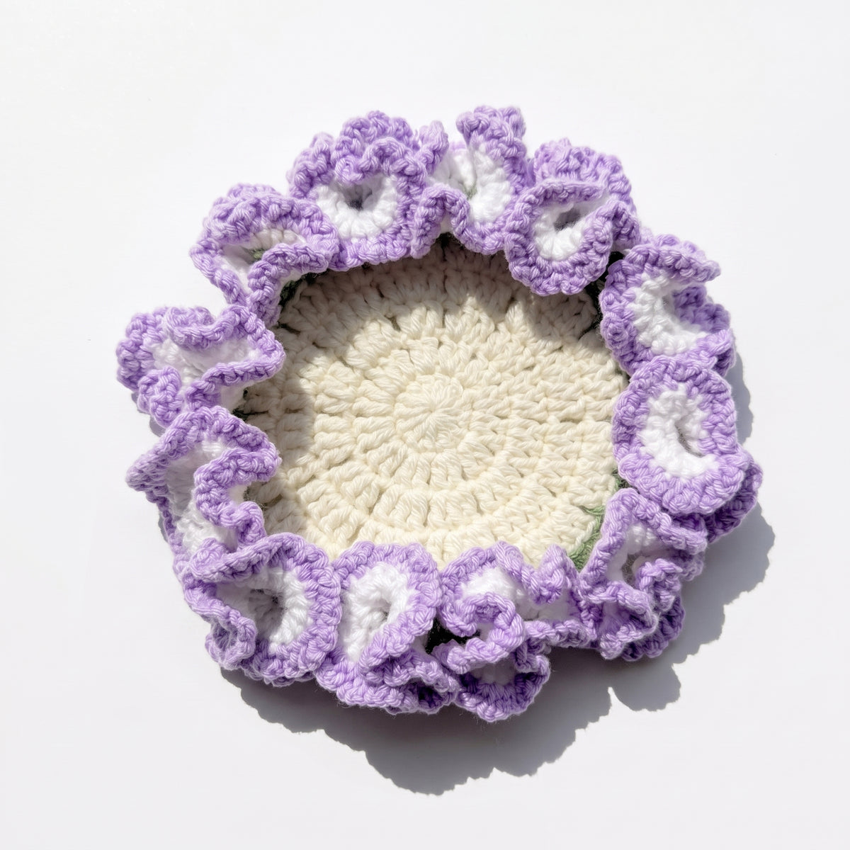Handcrafted Knitted Carnation Floral Coaster
