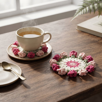 Handcrafted Knitted Lily of the Valley Coasters