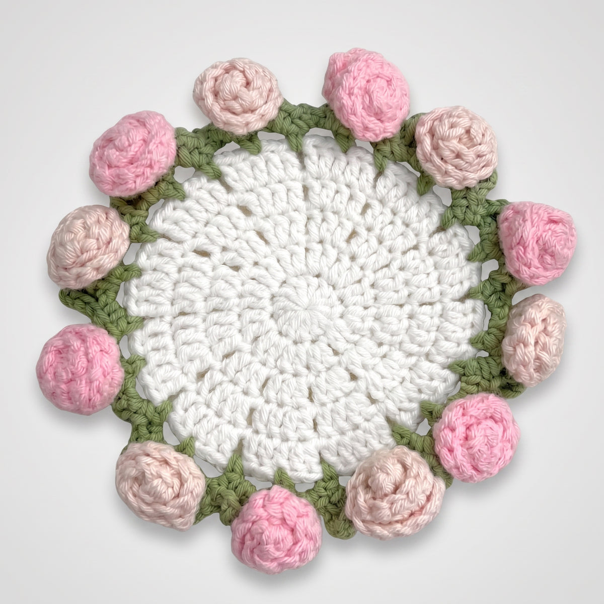 Handcrafted Knitted Rose Coasters