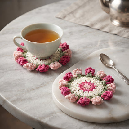 Handcrafted Knitted Lily of the Valley Coasters