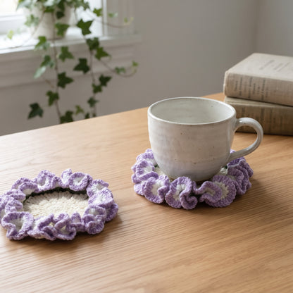 Handcrafted Knitted Carnation Floral Coaster