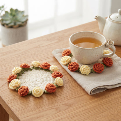 Handcrafted Knitted Rose Coasters