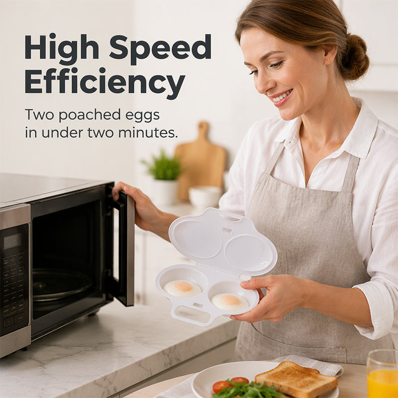 🍳Dual Cavity Microwave Egg Poacher – Quick Oil-Free Cooking, Food-Grade PP & Versatile Kitchen Essential