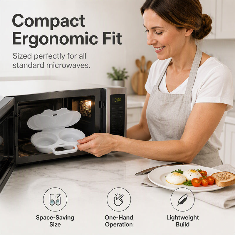 🍳Dual Cavity Microwave Egg Poacher – Quick Oil-Free Cooking, Food-Grade PP & Versatile Kitchen Essential