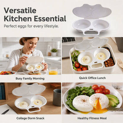 🍳Dual Cavity Microwave Egg Poacher – Quick Oil-Free Cooking, Food-Grade PP & Versatile Kitchen Essential