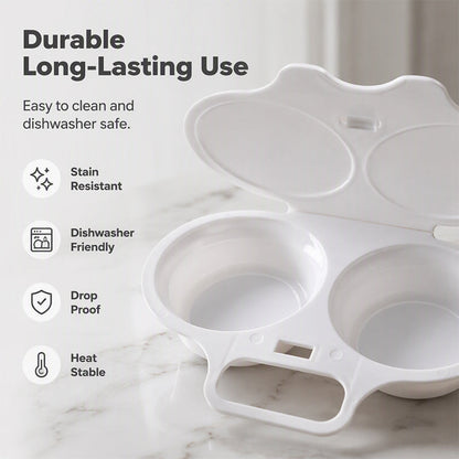 🍳Dual Cavity Microwave Egg Poacher – Quick Oil-Free Cooking, Food-Grade PP & Versatile Kitchen Essential
