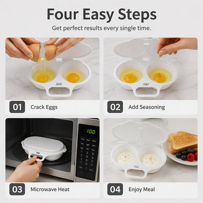 🍳Dual Cavity Microwave Egg Poacher – Quick Oil-Free Cooking, Food-Grade PP & Versatile Kitchen Essential